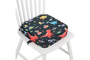 wooshwa Trona de Viaje, Alzador Elevador Silla para Niños Comer para Bebé Lavable con 2 Correas Ajustables y Base Antideslizante Asiento Elevador (Dinosaurio)
