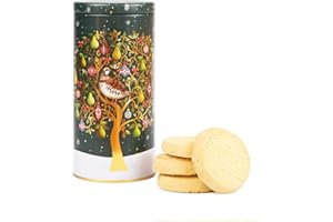 THE SILVER CRANE COMPANY Cylinder Christmas Biscuits Tin - Traditional Scottish Shortbread Biscuits Gift Set, Festive Filled Tins of Biscuits - Novelty Christmas Gifts - Luxury Biscuit Gift Sets for Women & Men, Green