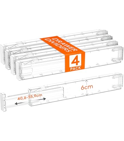 Divisori Per Cassetti Regolabili - Set Da 8 Organizer In Plastica Trasparente Per Cucina, Camera E Bagno - Foto 5