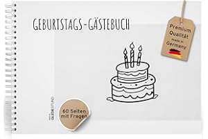 GLEDESTUND Gästebuch Geburtstag mit Fragen | 60 Seiten | 7 verschiedene Steckbriefe inkl. Fragen | Fotoalbum Geburtstag | DIN A4