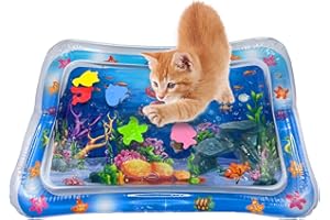 YEAMLTE Gato Estera de Agua, Alfombra de Agua Sensorial, Cama de Agua para Gatos, Tapete de Juego de Agua para Gatos, Estera de Agua Sensorial Inflable, Juguetes Interactivos para Perros y Gatos (A)