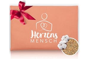 ‎HERBALIND HERBALIND Körnerkissen 30x20 cm 800g Bio-Getreidekissen HERZENSMENSCH - Natürliches Wärmekissen Geschenk Made in Germany aus 100% Baumwoll-Canvas, für Mikrowelle Roggen-Weizen-Füllung, Blush (Peach)