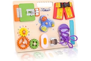 Joyreal Busy Board de Madera con Espejo - Juguetes Niños 1 2 3 4 Años Paneles Sensoriales Montessori Juegos Educativos Regalos para Niños