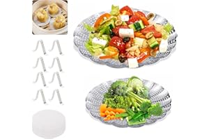 xnnmzhao Gemüsedämpfer, 2 Stücke Dampfgar Einsatz Faltbar DämpfkorbUngefaltet 22cm und 27cm Mit 500 Blatt Dampferpapier, Gemüsedämpfer mit Dünsteinsatz aus Edelstahl Dampfgarer für Gemüse Kochtöpfe