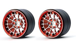 Treal Aluminium 2.2 Beadlock Wheels Rims(2) pcs Fit RC Crawler Mud Truck 2.2 Tires (Red)