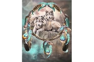 Ewwtrey 5D DIY Diamond Art Painting Kits, Strass Stickerei Kreuzstich Diamant Malerei Painting Bilder nach Zahlen für Erwachsene Kinder Home Wand Dekorationen - 30x40 cm/Wolf