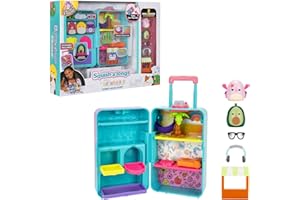 Squish-a-longs SQAL0092 On-The-Go Koffer Playset mit 3 Etagen - enthält 2X 2,5 cm Mini-Squish mit 3X Accessoires und 2X Spielteilen - Sammeln, Tauschen und Spielen