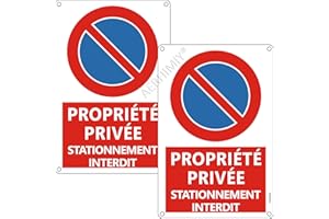 AERHIMIY Panneau Stationnement Interdit Propriété Privée Aluminium Réfléchissant 20×30 cm, 2 Pièces Pancarte Propriété Privée Défense de Stationner Metal, Résistant aux UV, Imperméable, Avec Trous Percés