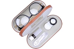Muf Custodia per lenti a contatto portatile 2 in 1 a doppia faccia e custodia per occhiali, design a doppio uso con specchio integrato, pinzetta e lente a contatto bottiglia inclusa per kit da viaggio