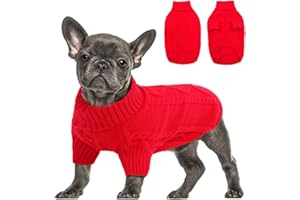 Queenmore Weihnachtspullover Mittelgroße Hunde Wärme Dackel Hundepulli Strick Pullover Hund Strickmantel Mit Zopfmuster Hundepullover Französische Bulldogge Bulldog Chihuahua Katzen Corgi, Rot, M