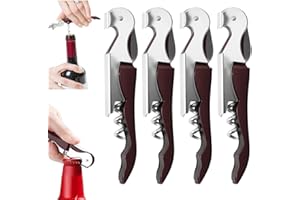 JCSJK 4pcs Sommelier Limonadier Professionnel Tire Bouchon Vec DéCapsuleur et Coupe-Capsule Convient à Tous Les Types de Bouchons et de Bouteilles de BièRe (Vin rouge)