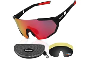 ICOCOPRO Lunettes de sport polarisées UV400 - Lunettes de soleil - Coussinets nasaux réglables et monture incassable TR90 - Pour homme et femme - Pour cyclisme, moto, golf