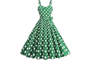 GENERICO Rockabilly, Abito da Donna Vintage Anni '50, Senza Maniche, A Pois, Stile Coctail, alla Moda degli Anni '60, con Spalline Sottili, Tunica, per Feste, Balli, Costumi di Carnevale Bello