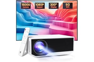 WIELIO Vidéoprojecteur avec 5G WiFi Bluetooth, Mini rétroprojecteurd'extérieur/Maison Full HD Native 1080P Portable Projecteur Home Cinéma 15000 lumens Compatible avec iPhone/Android/HDMI/USB/PS5/TV