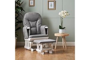Obaby 7 Position Reclining Glider Nursing Chair & Stool - White