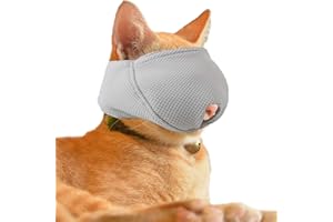 OHCOZZY Bozal para Gatos con Malla para La Ventilación, Mascara Bozal Protectora para Gato para Evitar Mordeduras Al Acicalar（S, Gris