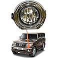 Auto Blinq Car Bumper Halogen Fog Lamp H3 Bulb Chrome Ring OEM type Fog Light Assembly for Bolero 2012-2019 - Set of 2 Pcs (White)