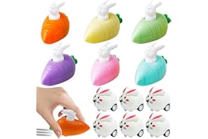 JOKILY 12 Stück Aufziehbare Hasen, Kinder Ostern Geschenk Aufziehspielzeug, Aufziehbare Hasen mit Karotte, Ostergeschenke als Osternester zum Befüllen, Osterhase Kleine Geschenke für Kinder Jungen Mädchen