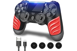 SupoHero Wireless Game Controller Compatible for Play4/Slim/Pro Console, Replacement for Play4 Remote, Wired PC Gamepad, with 1000mAh Battery, LED Light Bar, Touchpad, Speaker, Audio (Red)