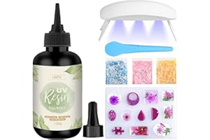 LAIFU UV Resin Kit with Lamp, 100g Crystal Clear Hard Type UV Glue, Resin Supplies Kits for beginners, Jewelry Making DIY Keychains Necklaces Bracelets Earrings Pendants Art Crafts, Office Home Décor