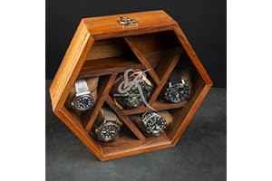 Royal Craft Expertise Coffret à montres en bois alvéolé à 7 compartiments – Présentoir artisanal en palissandre indien | Design unique et polyvalent avec couvercle en verre – Cadeau de luxe pour lui