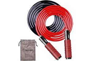 AUTUWT Weighted Skipping Rope Set [6MM Rope & Plus 9MM Rope],Adjustable Jump Rope,Foam Wraps Around Aluminum Handles,For Cardio, Boxing and MMA, Endurance Training, Fitness Workouts, Jumping Exercise