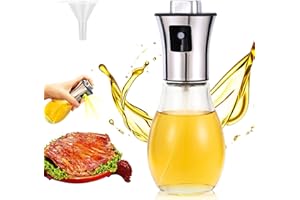 Miiepls Pulvérisateur d'huile en Verre Portable, 1 Pièces Vaporisateur Huile Bouteille de Distributeur d'huile d'olive pour Barbecue, Salade, Cuisine, Pâtes, Pain de Cuisson, etc. (200 ML)