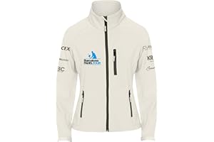 Barcelona Padel Tour - Chaqueta En Tejido Softshell para Mujer Hidrófuga, con Cremallera y Estampación Especial de Pádel - Ropa Deportiva Blanco