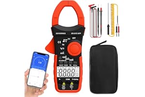 GOYERRNES Misuratore a pinza digitale, amperometro AC DC TRMS 4000 conteggi, tester di gamma automatica GR-570T-APP con APP mobile Misura tensione e corrente Resistenza/Capacitanza/Temperatura/Continuità/Diodi