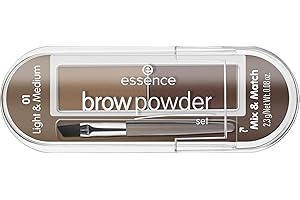 ‎ESSENCE COSMETICS essence cosmetics brow powder set, Augenbrauen, Nr. 01 light ; medium, mehrfarbig, 2 Braun-Töne, definierend, sofortiges Ergebnis, matt, vegan, Mikroplastik Partikel frei, Nanopartikel frei (2,3g)