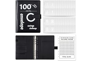 EYLKEUP 100 Briefumschläge, Geld Sparen Challenge, Budget Planner Deutsch, A5 Geldsparordner mit Geldumschlägen, Sparen 5050 € Geldumschlägen für Büros, Zuhause, Schul (Schwarz)