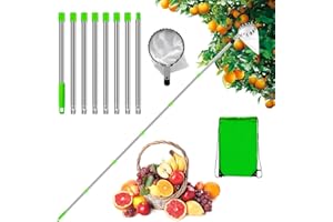 LANGRAY Fruit Picker Apple Picker with Telescopic Handle, 3.2 m Fruit Collector with Cotton Bag, Apple Picker, Plum Picker, Cherry Picker, Picking Aid for Apple, Cherry, Figs, Pears