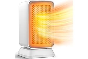 NAJILI Stufetta Elettrica Basso Consumo, 1000W Termoventilatori Elettrici Portatili con Protezione da Surriscaldamento e Ribaltamento, PTC Ceramica Stufa per Casa Ufficio, termoventilatore bagno