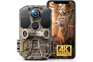 CEYOMUR Cámara de Caza WiFi 40MP 4K, Cámara de Caza con Gran Angular de 120° Velocidad de Disparo 0.2s Visión Nocturna y IP66 Impermeable, App Control Remoto Envía Una Foto a tu Teléfono