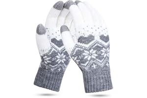 KQueenStar Direct Touch Screen Gloves Women - Ladies Winter Thermal Gloves Knitted Warm Snow Gloves for Women Ladies Outdoor Phone Running Texting
