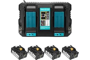 AICIPOW 4 Pcs 18-Volt 8.0Ah Batteries Replacement for Makita Battery 18V with Charger DC18RD Combo Compatible with Makita 18V Batteries BL1860 BL1840 BL1830 BL1820 BL1815 BL1835 BL1845 with LED Indicator