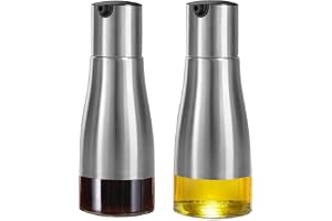 Rayconup 2 stycken silveroljeflaskor, olivolja och vinägerdispenser, olivolja oljeflaskor, dispenser, vinäger och oljeflaskor