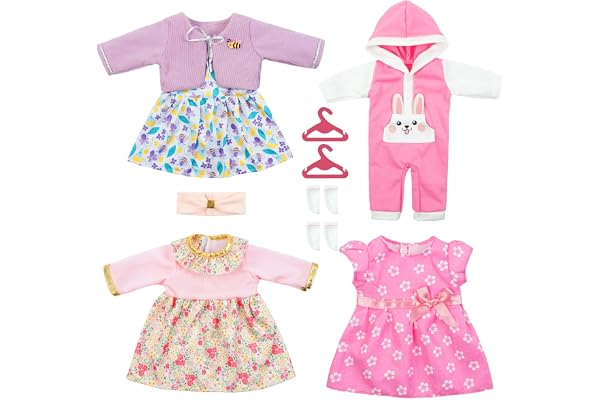Aolso Vêtements De Poupée,Lot de 4 Robe De Poupée Accessoires pour Poupées Vêtements De Poupée 14-18", Taille 35-45 Cm pour Poupées , Cadeaux pour Filles, Enfants (poupée Non Incluse)