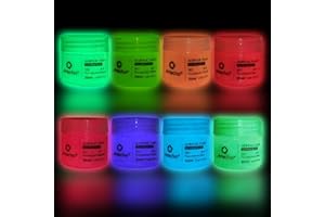 Artecho Pinturas Acrilicas Fluorescente Luminosas 8 × 20 ml, Neon en la Oscuridad, Glow in The Dark, para Lienzos, Textil, Madera, Cristal, Piedras.