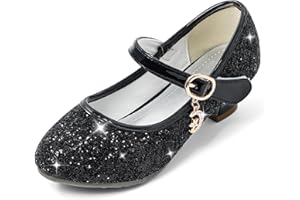 Cheerful Mario 5-10 Years Kids Girls Mary Jane Princess Court Shoes Sparkly Glitter Wedding Party