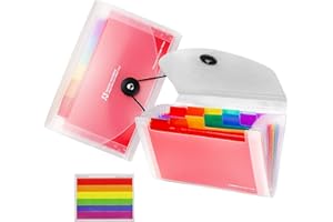 WOEAU 13 Pockets Flash Card Holder - 2 PCS 7x4.7 Inches, A6 Accordian File Organiser for Cards, Coupons, Receipt, Tax Item, Mini Ticket Expanding Folders, Expandable Portable Folder