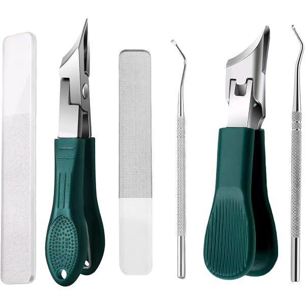 Nagelknipser-Set – 2 Stück, Gebogen & Breit, Für Dicke & Eingewachsene Zehennägel, Mit Schutzhülle