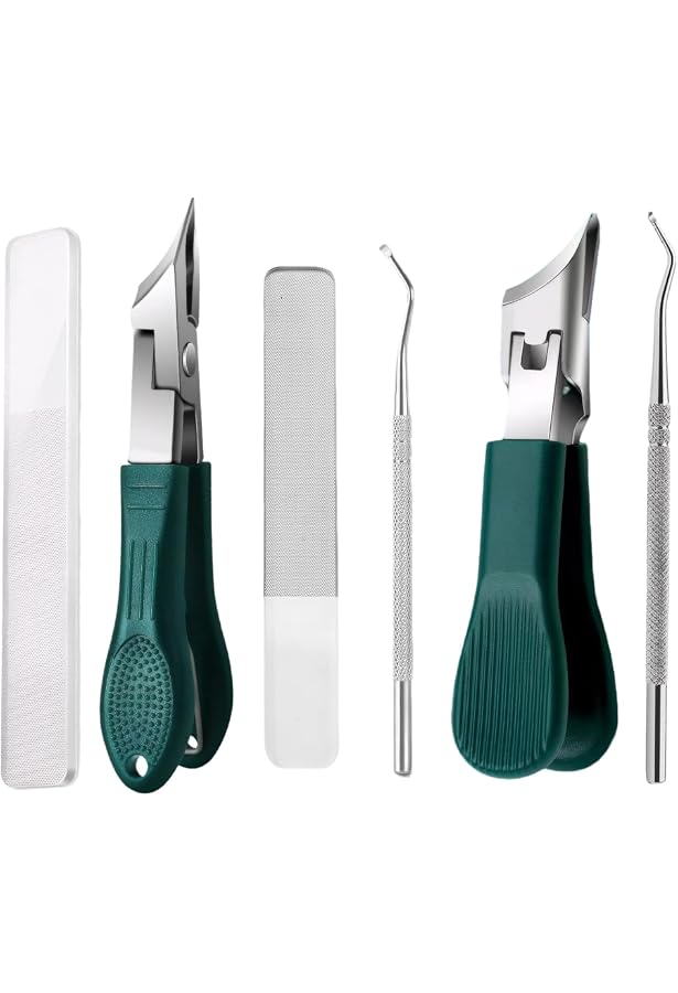 Nagelknipser-Set Mit Abgewinkelter Klinge – Inkl. Feile & Nagelhautentferner, Grün