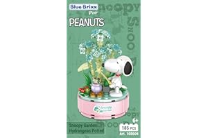 BlueBrixx Pro 108604 – Snoopy Garten „Hortensien im Topf“ aus Klemmbausteinen mit 185 Bauelementen