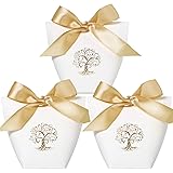 25pz Scatoline Bomboniere Albero della Vita Scatole Portaconfetti Comunione Matrimonio Cresima Carta Regalo Bambini con Nastr