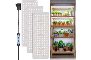 Aumtrly Pflanzenlampe, Vollspektrum-Pflanzenleuchten für Indoor Growing Großflächenbeleuchtung 3er-Pack, 414 LED-Anzuchtlampe Pflanzenleuchtplatte mit UL-Adapter, 6/12/16H Zeitschaltuhr
