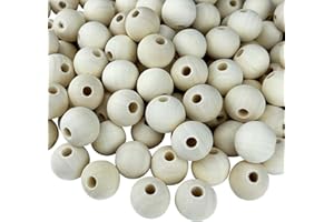 Nutabevr 120 Pezzi 20mm Naturale Perline Legno con foro tondo da 4 mm, Rotonde Perline Legno Per Fai-da-Te Decorazioni Artigianali, Acchiappasogni, Collana, Braccialetto, Orecchini