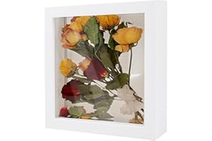 GraduatePro, scatola con cornice bianca con sfondo in lino e 6 spilli, per memorabilia, premi, medaglie, 20,3 x 20,3 cm