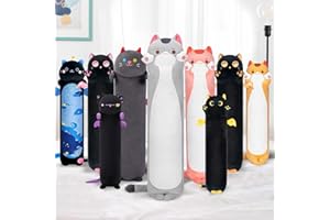 Mewaii 36in Long Cat Plush Pillows Stuffed Animals Squishy Pillows - Plushie Cute Kitty Sleeping Hugging Plush Pillow Soft Toys for Kids(Grey), Gray Cat Body Pillow, 36inch/90cm