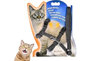 MUJGAN Cat Harness, Kitten Harness, Cat Collar and Leash Set - Soft Adjustable Vest with Escape Protection, Breathable Reflective Stripe Jacket - Gift for Cat Lovers (Black)